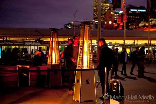 Outdoor heating in Fed Square