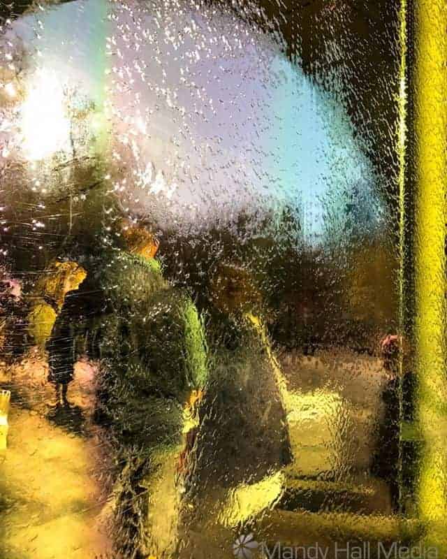 Rainbow on the water wall at the gallery