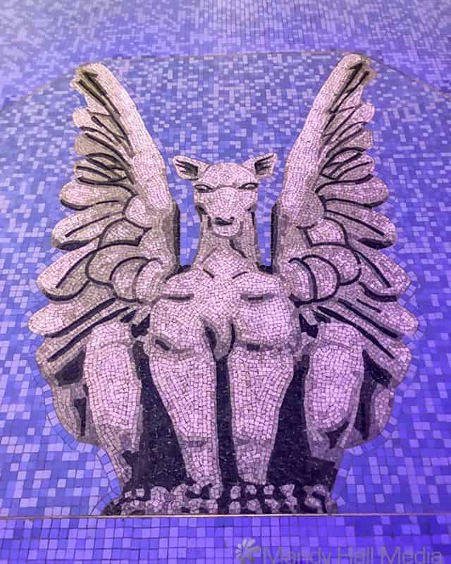 Gryphon on the floor of the foyer of the Forum in Melbourne.