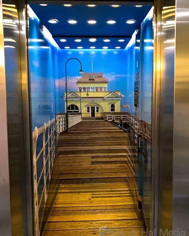 St Kilda Pier in the indside of a lift.
