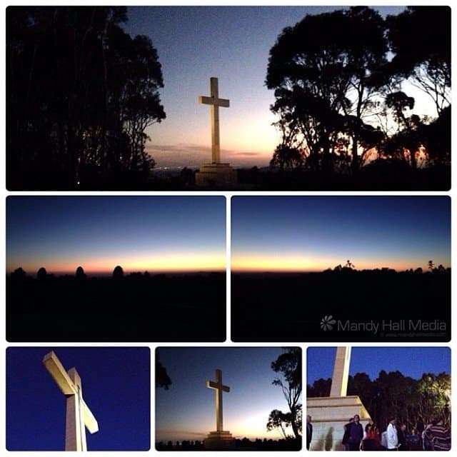 Sunset at the cross on Mount Macedon