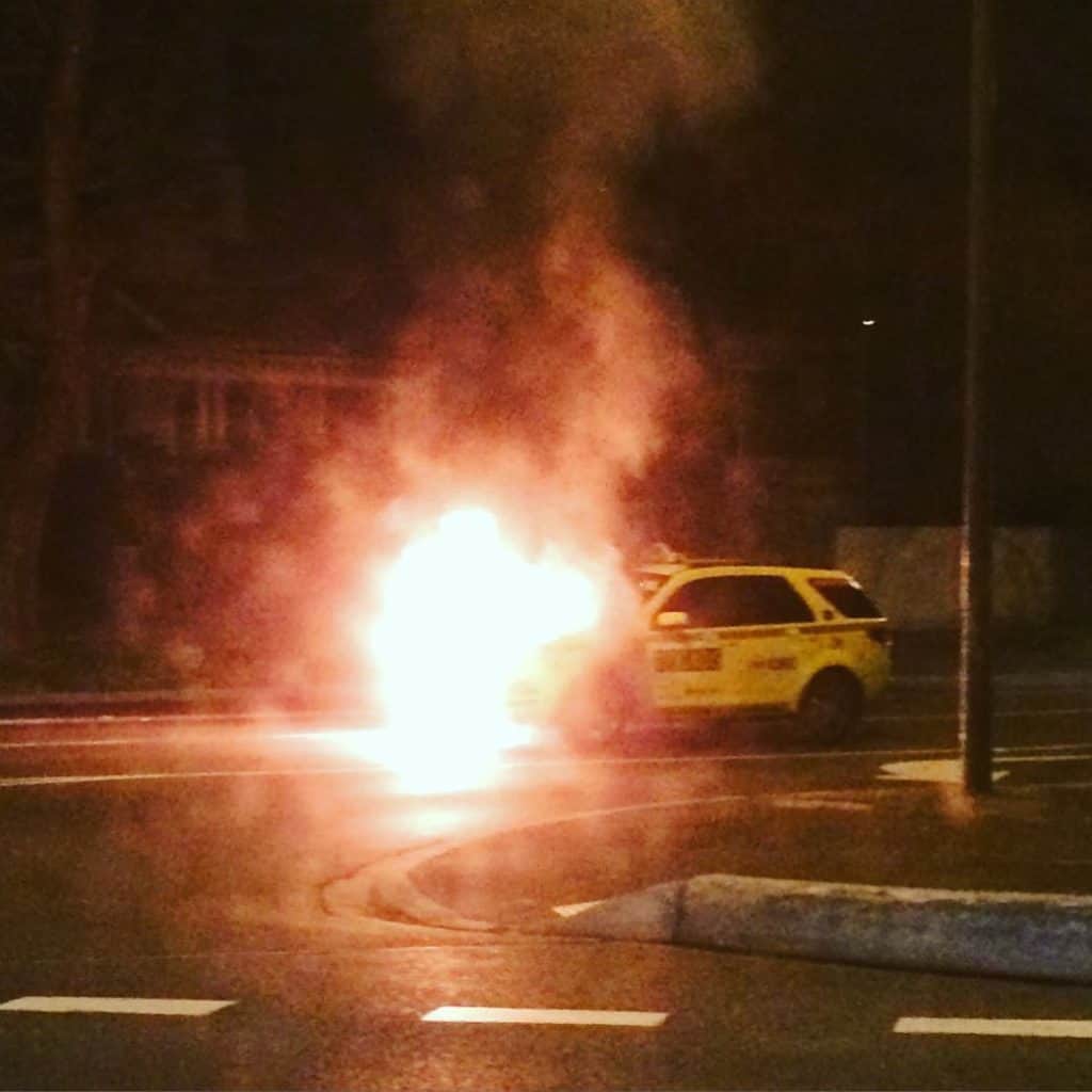 Taxi on fire on Alexandra Avenue