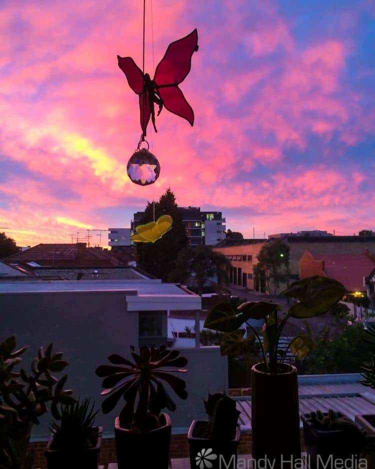 Brilliant sunset through the kitchen window