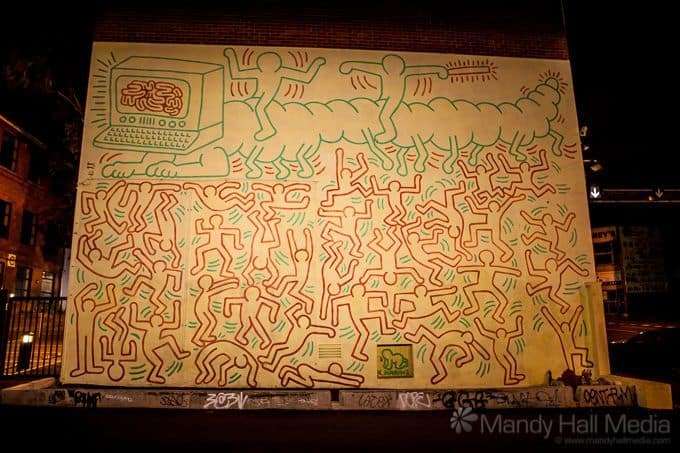 The refurbished Keith Haring mural in Fitzroy