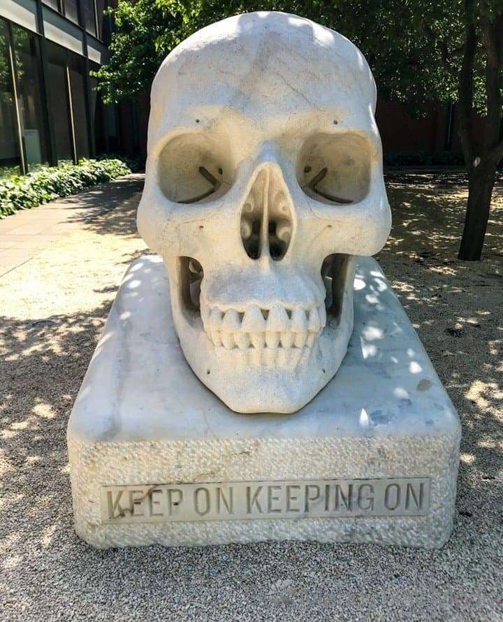 Skull outside the art gallery in Bendigo