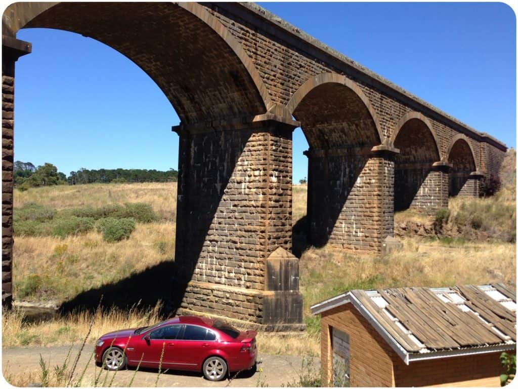Historic railway bridge in Malmbsury, Victoria.