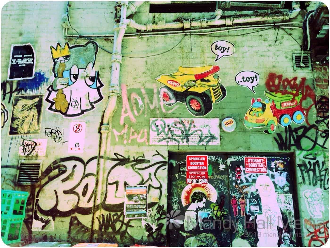 Grafitti and pasteups just off Degraves St, Melbourne