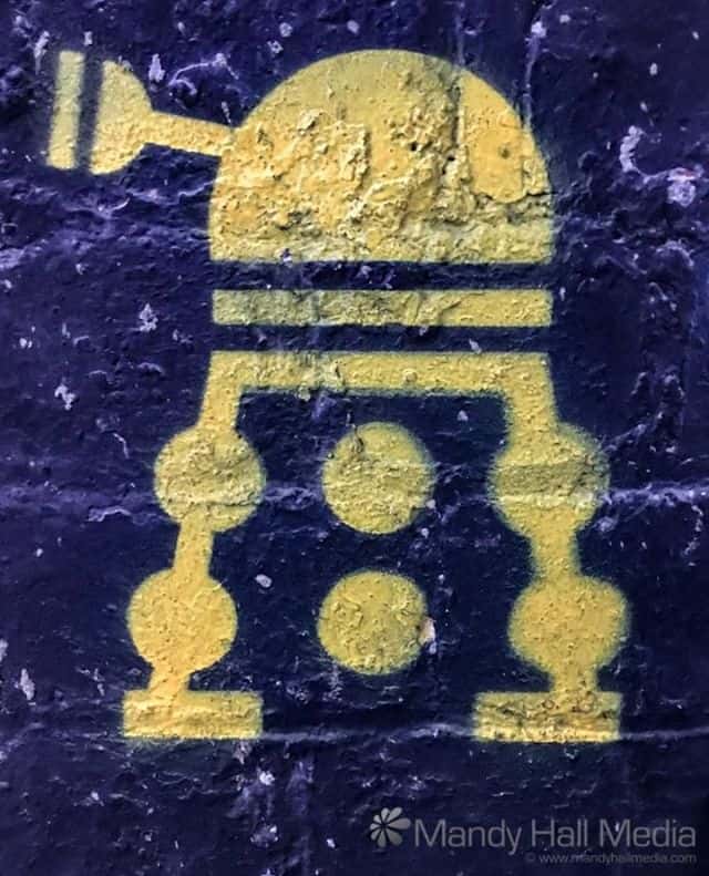 Dalek on the wall in ACDC Lane