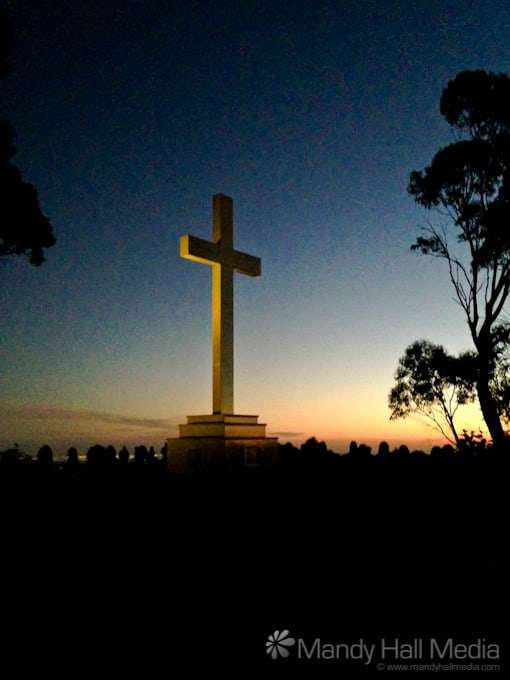 Sunset at the cross on Mount Macedon on the last day of the year