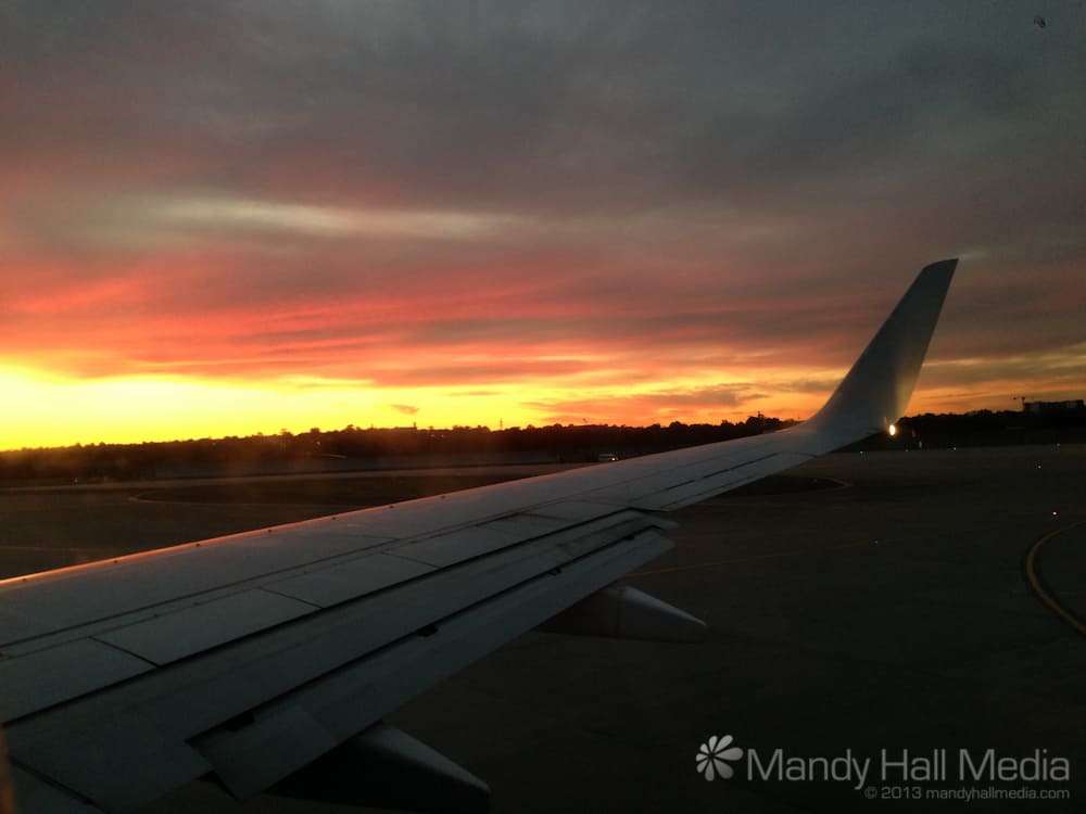 Taking off into the sunset