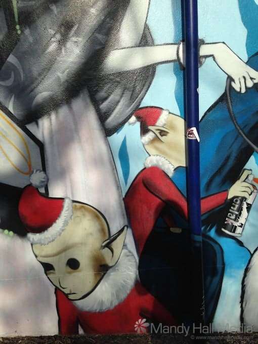 Street art in Newtown, Sydney. Creepy Christmas elves.