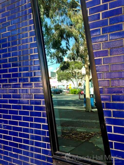 Blue tiles on a building in Prahran