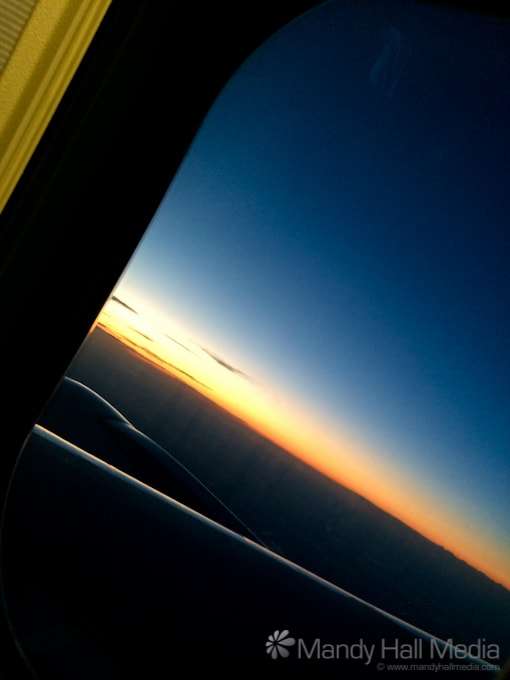 Taking off and sunset