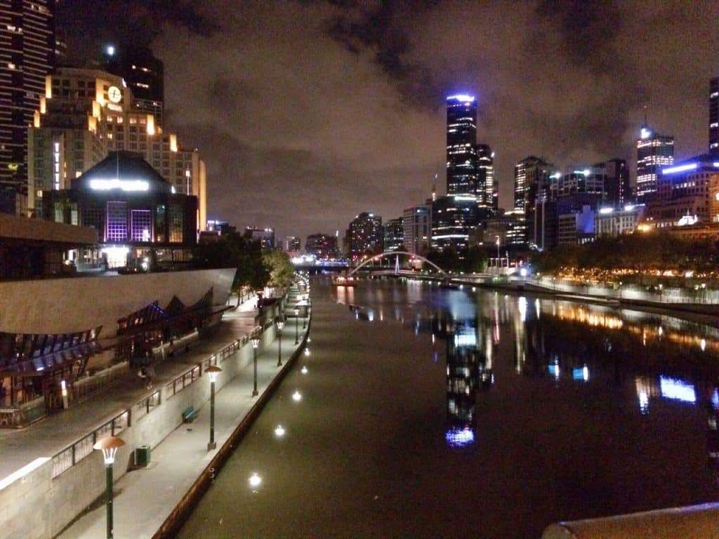 1am on Princes Bridge over the Yarra on a still spring night