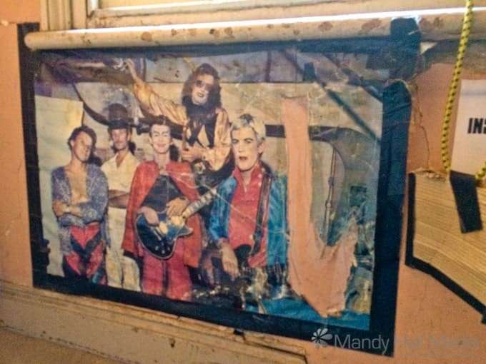 Old Skyhooks poster on the wall in a guitar shop