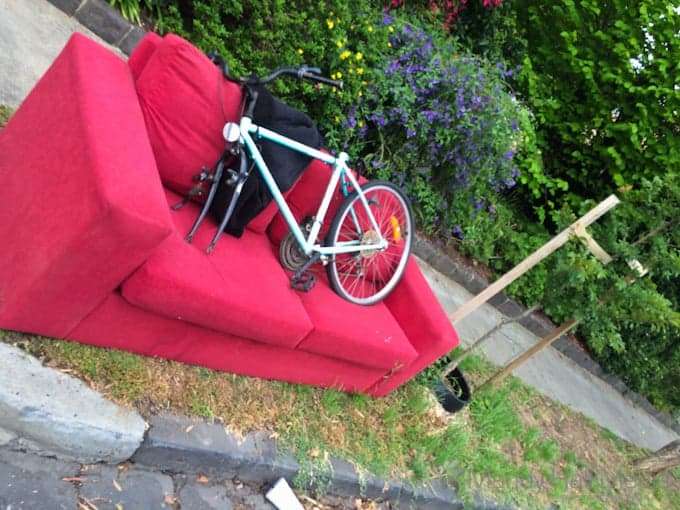 Still life with bicycle and couch