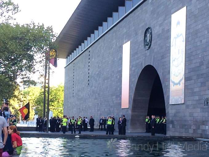 Protest outside the National Gallery of Victoria