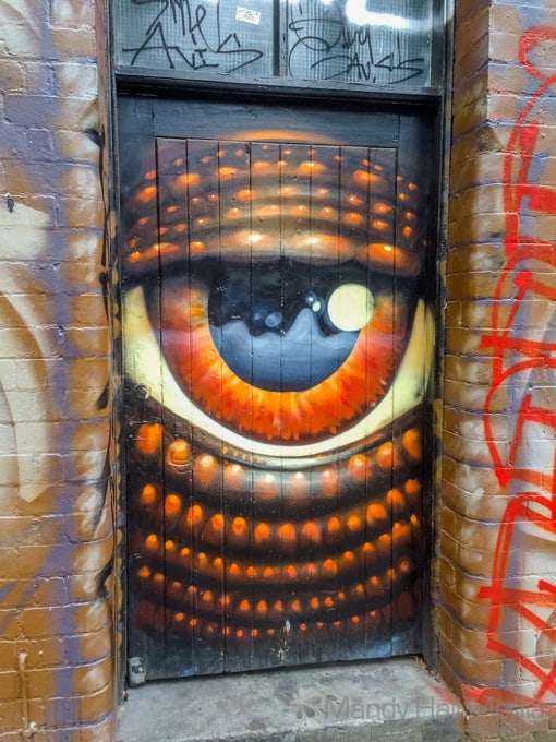 Street art on a door in Fitzroy Street art on a door in Fitzroy