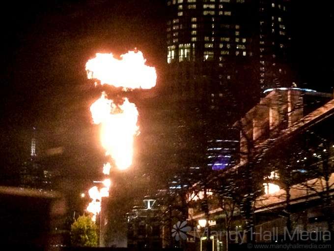 Passed by the casino in Melbourne just as the fire torches went off Passed by the casino in Melbourne just as the fire torches went off