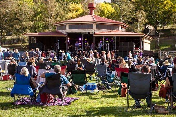Crowd enjoying the band in the cattle shed at Lardner Park
