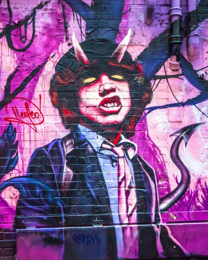 Angus Young on the wall in ACDC Lane in Melbourne
