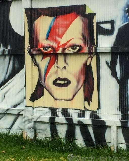 Close up of Bowie on the wall