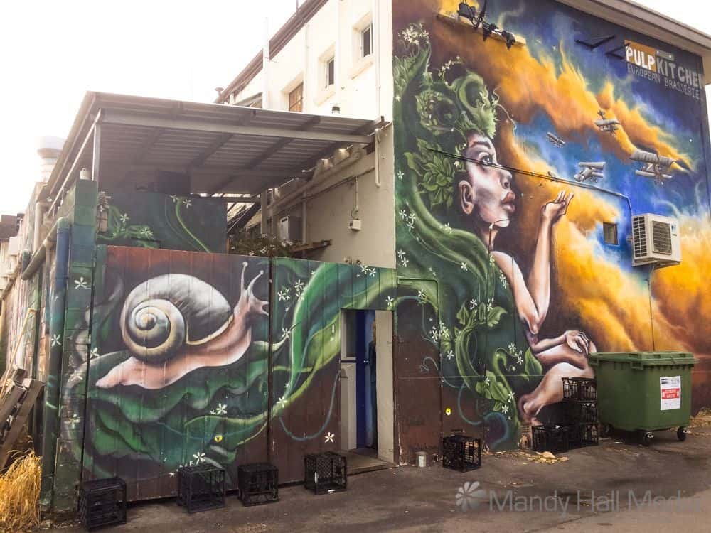 Street art with milk crates