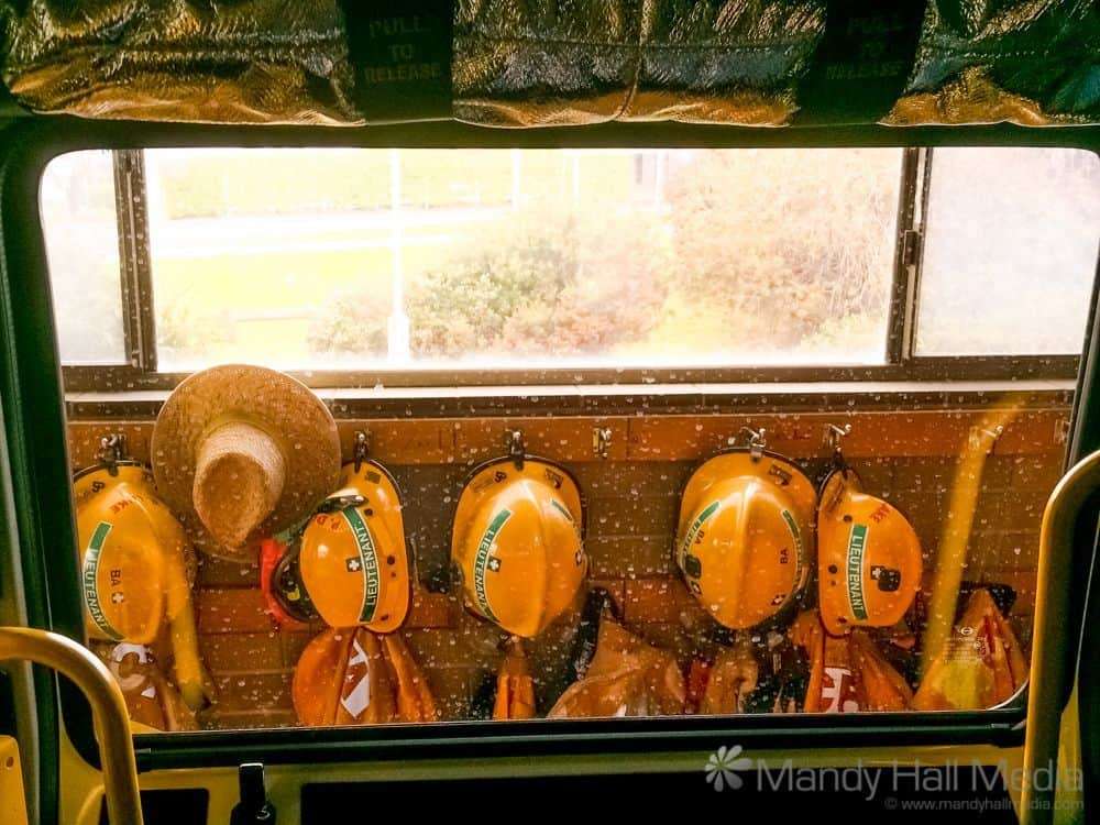 Fire hats through the window