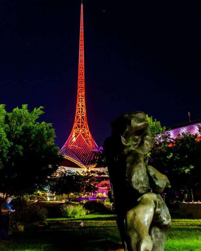 The spire from the sculpture garden at the National Gallery of Victoria