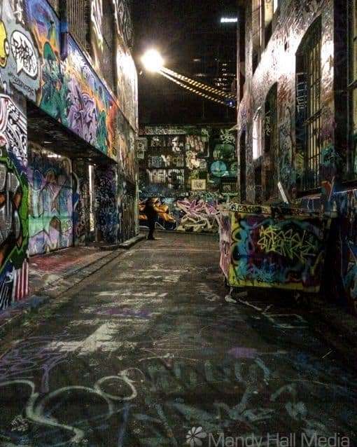 Melbourne laneway at night