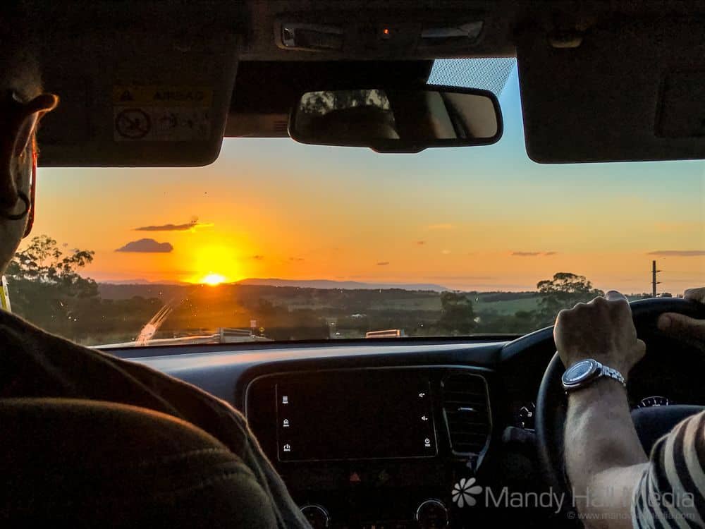 Sunset from the band van