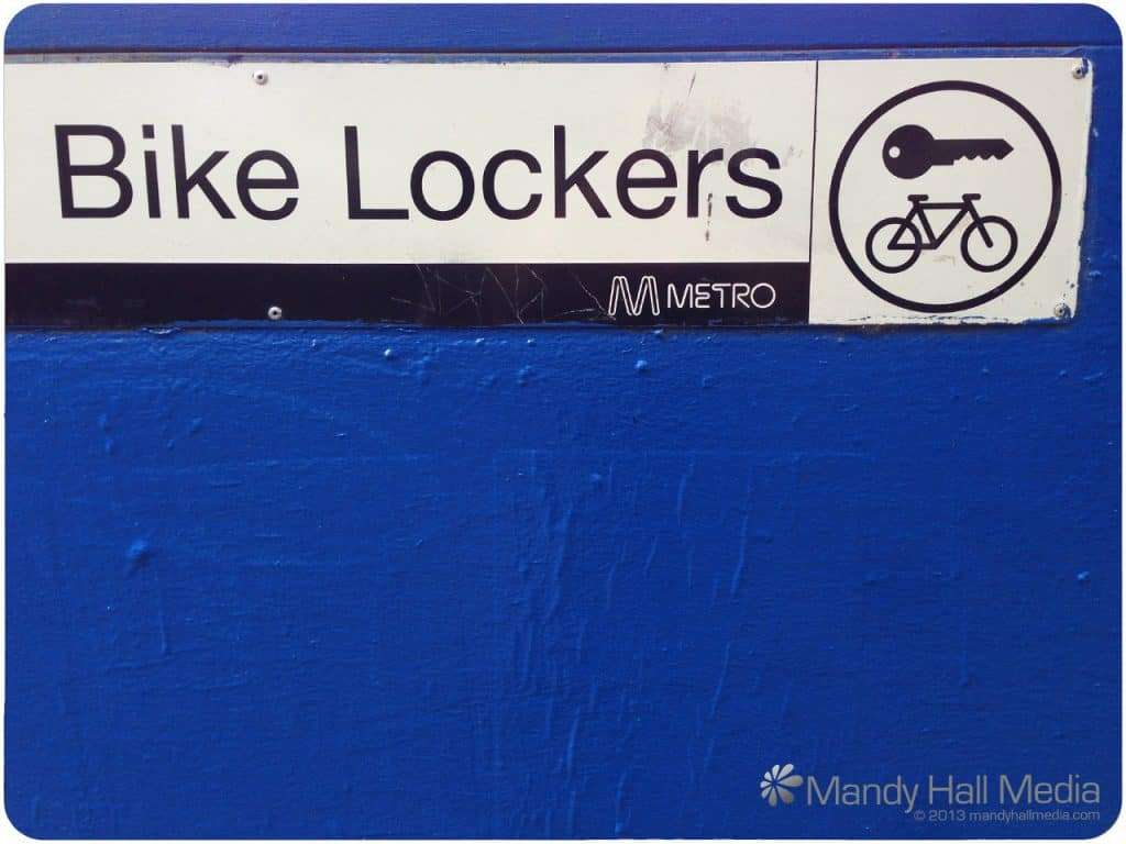 Bike lockers in Tardis blue