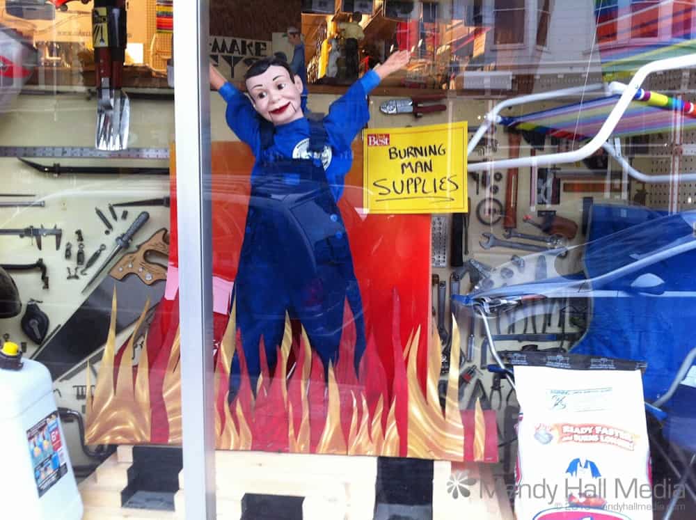 Burning man supplies in a hardware store in Haight Ashbury