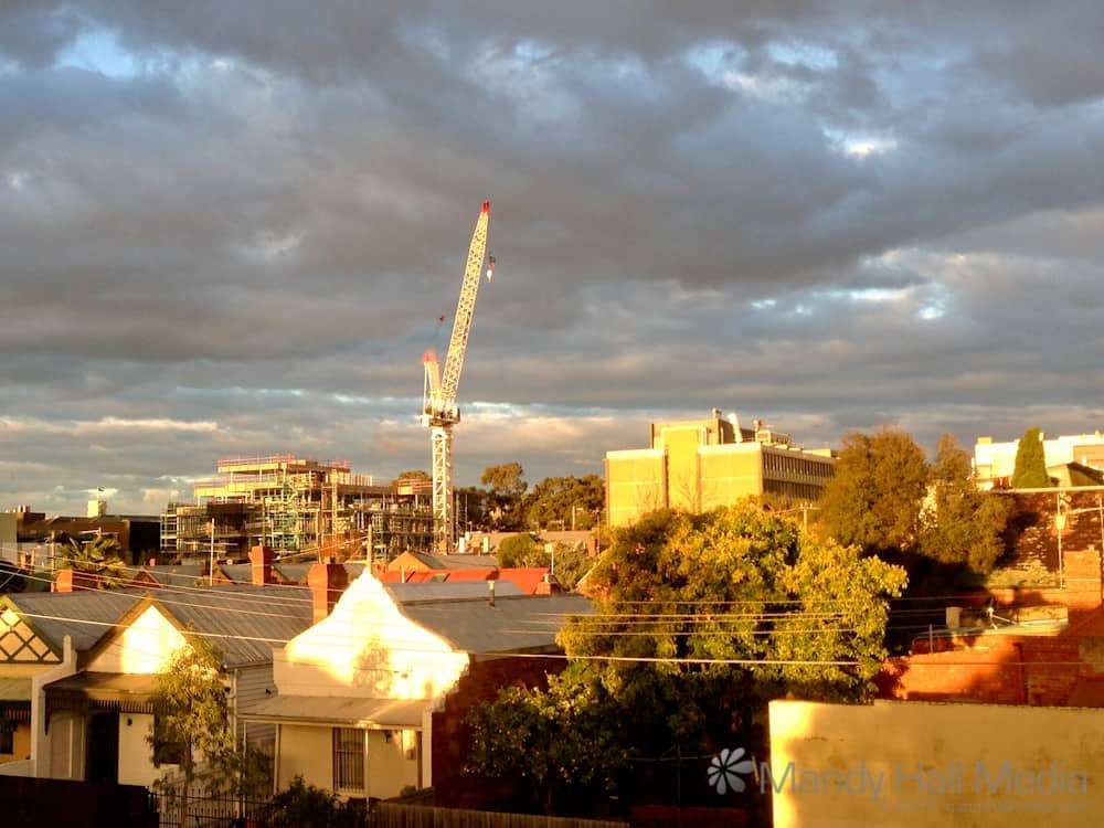 Sunset on a crane over Prahran