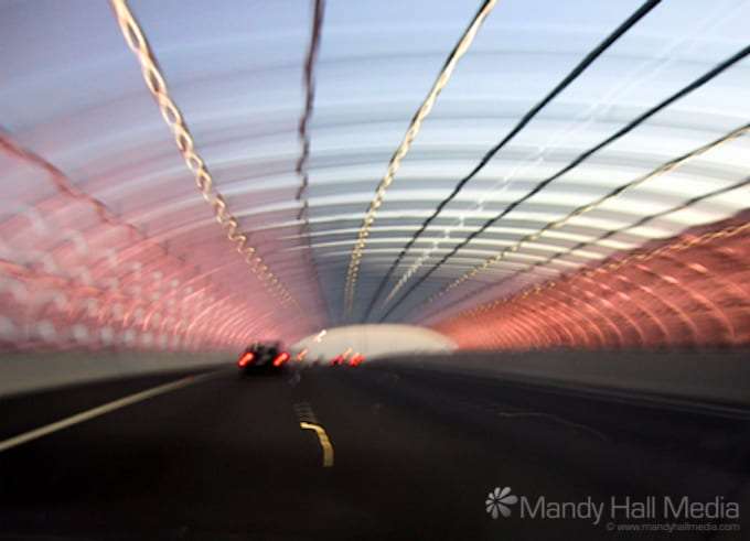 Driving through Citylink in Melbourne at Sunset