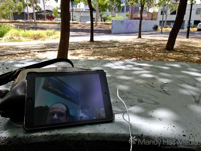 Google hangout meeting in the park