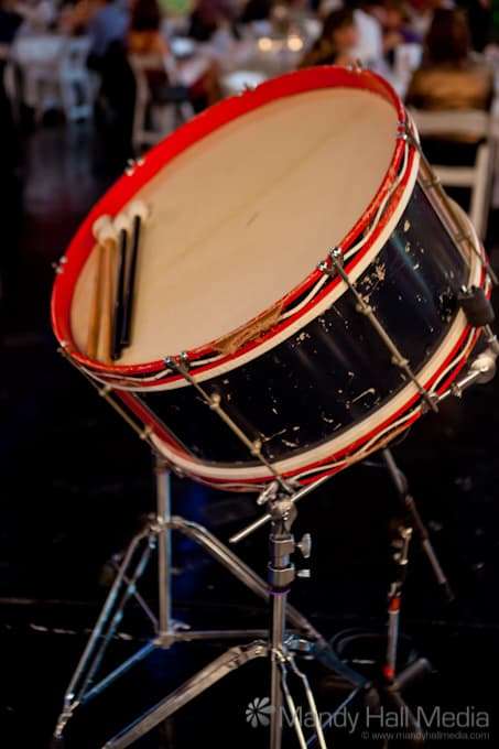 Antique marching drum at Fairground Follies, Antique Mechanical Music Museum.