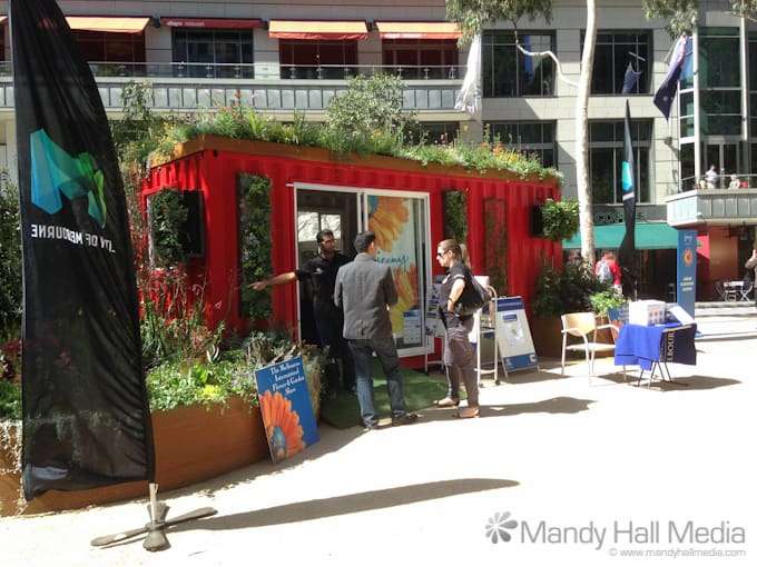 Sustainable garden on a 20ft shipping crate in central Melbourne