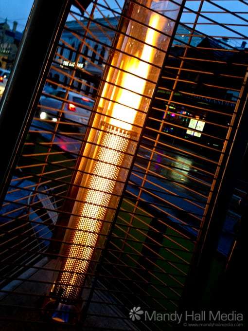 Heater outside a cafe