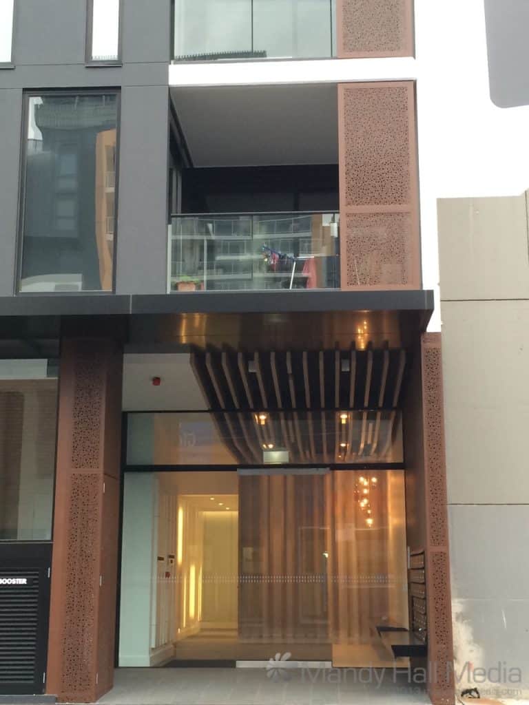 Lovely new apartment building. Image only slightly spoiled by washing line full of underpants on the balcony.