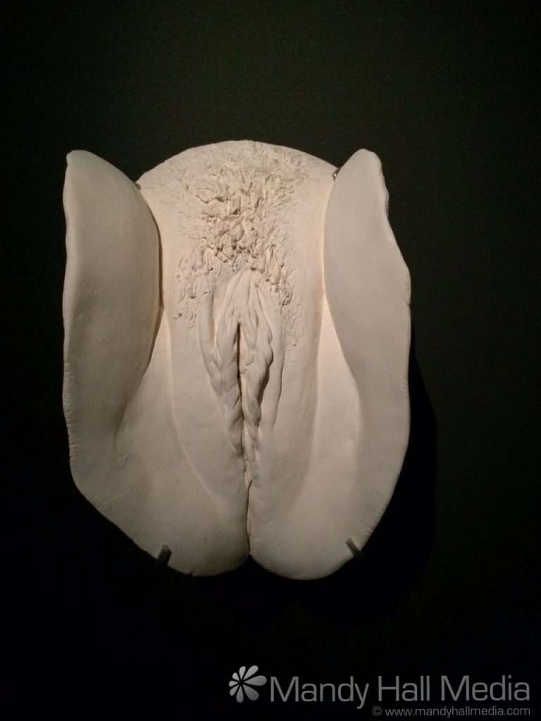 Wall of porcelain casts of vaginas at MONA in Hobart