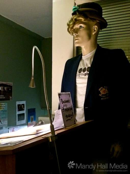 Creepy door guy at Petersham Bowling Club. People try to talk to him when they arrive.