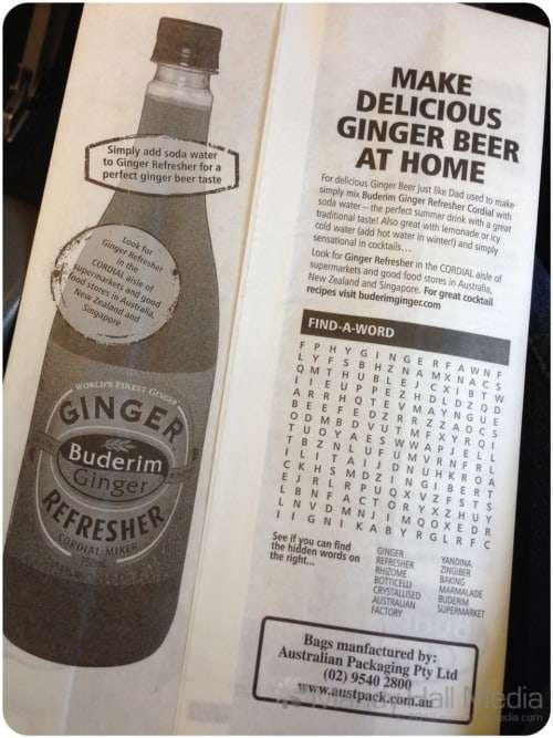 Would you make ginger beer from the back of an airline sick bag?