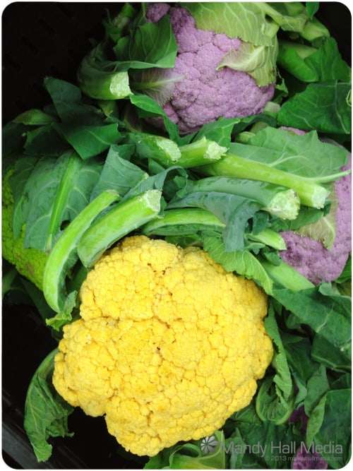 Colourful cauliflowers. I’ve never seen these before, I wonder if they taste as good as they look?