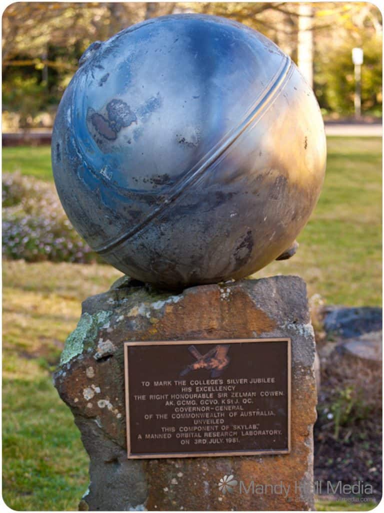 A piece of Skylab in the garden at the Australian Emergency Management Institute in Mount Macedon