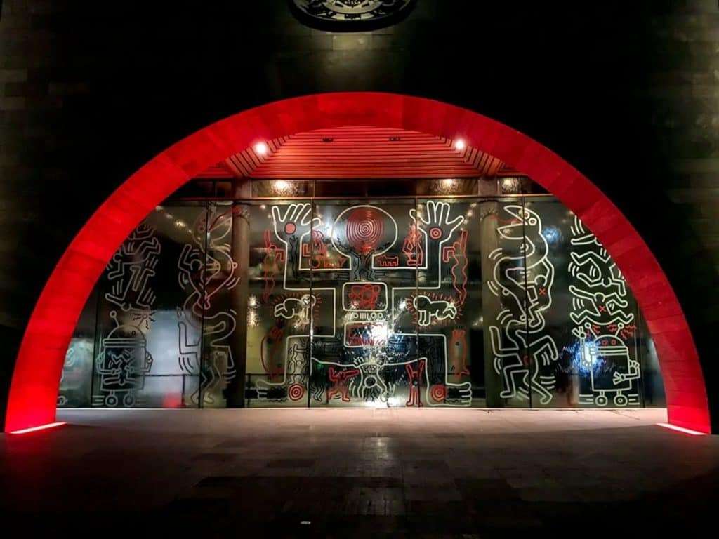 The Keith Haring mural on the water wall at the National Gallery of Victoria, Nov 2019