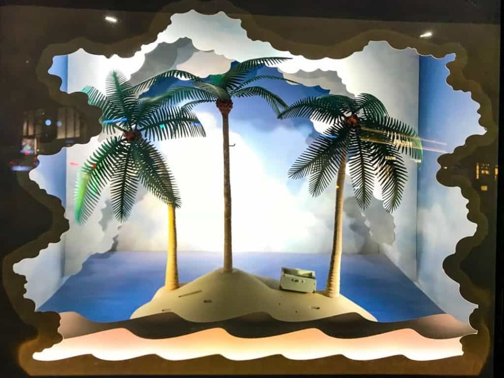 Desert island in a shop window